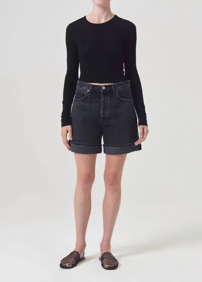 Agolde Black Dame Denim Shorts