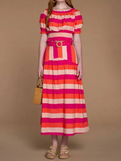Olivia James The Label Phoebe Skirt In Bellini Stripe In Multi