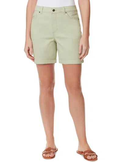 Gloria Vanderbilt Womens High Rise Mini Denim Shorts In Beige