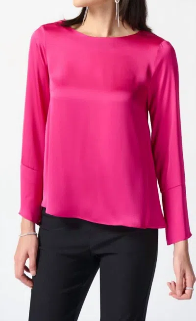 Joseph Ribkoff Flared Top With Necklace Chain In Ultra Pink In Orange