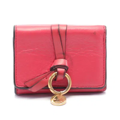 Chloé Alphabet Alphabet Trifold Wallet W Hook Wallet Leather Red