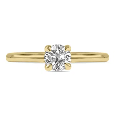 Sselects Lab Grown 1/2 Carat Diamond Solitaire Ring In 14k Yellow Gold F-g Color, Vvs1-vvs2 Clarity In Silver