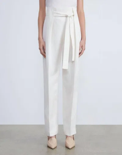 Lafayette 148 Linen Waverly Pant In Alabaster In White