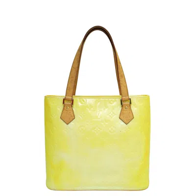 Pre-owned Louis Vuitton Monogram Vernis Houston Tote Bag In Yellow