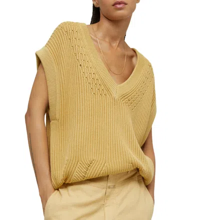 Closed Sleeveless Organic Cotton Sweater In Grain/mustard In Multi