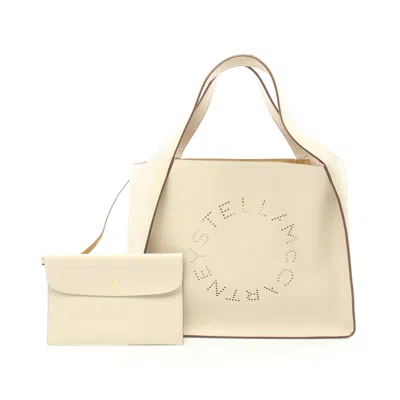 Stella Mccartney Stella Logo Handbag Tote Bag Fake Leather Ivory In Multi