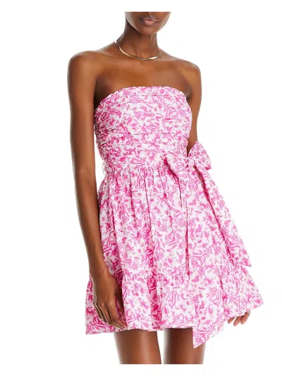 Aqua Womens Cotton Mini Fit & Flare Dress In Pink