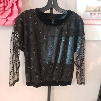 Berek Date Night Blouse In Black With Silver In Multi