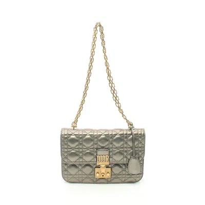 Dior Addict Chain Shoulder Bag Leather Green In Multi