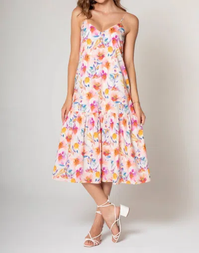 Lavender Brown Kai Dress In Fuchsia Multi