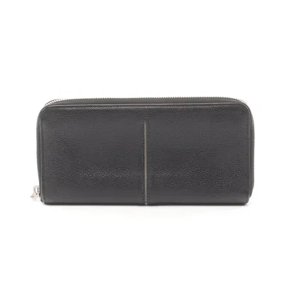 Tod's Round Zipper Long Wallet Leather In Black