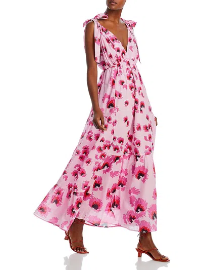 Banjanan Cosmos Womens Cotton Long Maxi Dress In Pink
