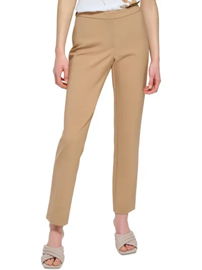 Calvin Klein Womens High Rise Stretch Ankle Pants In Beige