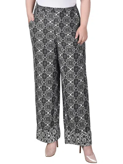 Ny Collection Womens High Rise Stretch Wide Leg Pants In Grey
