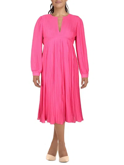 Michael Michael Kors Womens Pleated Short Midi Dress In Pink