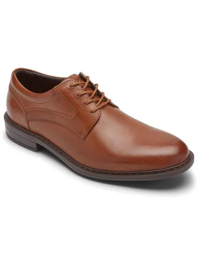 Rockport Tanner Plain Toe Mens Leather Removable Insole Oxfords In Brown