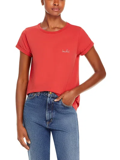 Maison Labiche Womens Embroidered Tee Pullover Top In Red