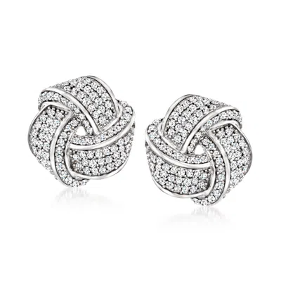 Ross-simons Diamond Love Knot Earrings In Sterling Silver