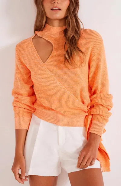 Minkpink Lea Tie Side Sweater In Orange