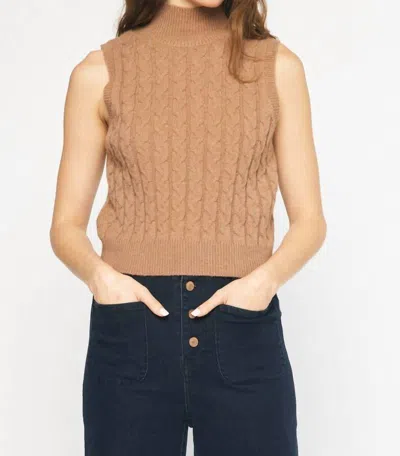 Entro Cable Knit Sweater Vest In Camel In Brown