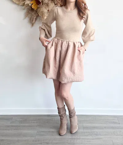 En Saison Journee Mini Dress In Beige/pink