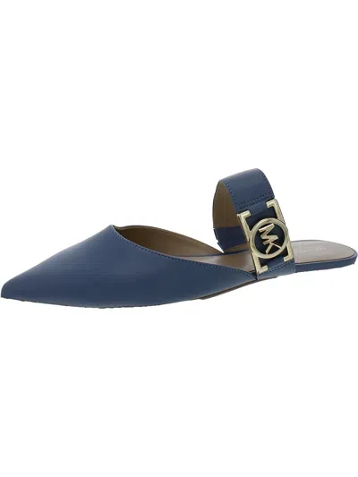 Michael Michael Kors April Flex Womens Leather Pointed Toe Mules In Blue