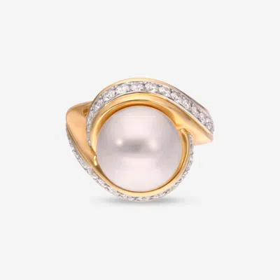 Assael Angela Cummings 18k Yellow Gold And Platinum, South Sea Pearl And Diamond 1.31ct. Tw. Statement Ring In Multi