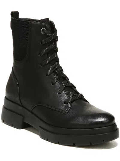 Soul Naturalizer Ozzy Womens Faux Leather Ankle Combat & Lace-up Boots In Black