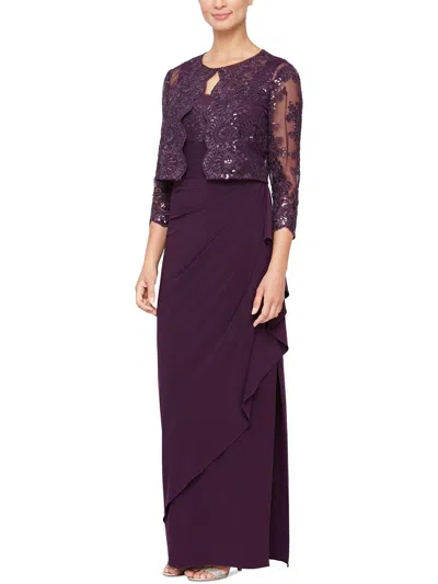 Alex Evenings Womens Formal Full-length Evening Dress In Purple