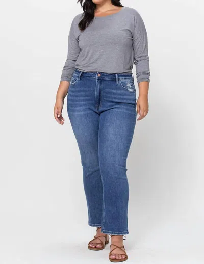 Vervet By Flying Monkey Plus Size Leona High Rise Ankle Slim Straight Jean In Medium Wash In Multi