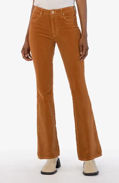 Kut From The Kloth Ana Corduroy High Rise Fab Ab Flare Jeans In Butterscotch In Yellow