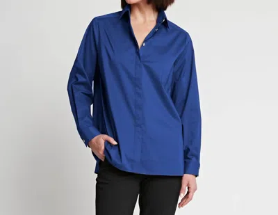 Hinson Wu Sara Long Sleeve Pleated Shirt In Sapphire In Blue
