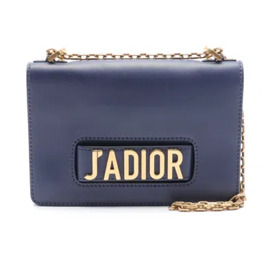 Dior J'a Ja Chain Shoulder Bag Leather Navy In Blue