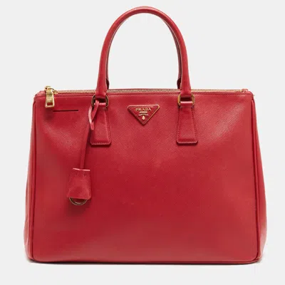Prada Saffiano Leather Large Double Zip Tote In Red