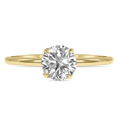 Sselects Lab Grown 1.50 Carat Diamond Solitaire Ring In 14k Yellow Gold F-g Color, Vvs1-vvs2 Clarity In Silver