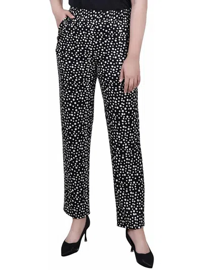 Ny Collection Womens High Rise Embellished Straight Leg Pants In Black