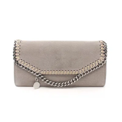 Stella Mccartney Falabella Shaggy Dia Continental Wallet Bi-fold Long Wallet Fake Leather Gray In Grey