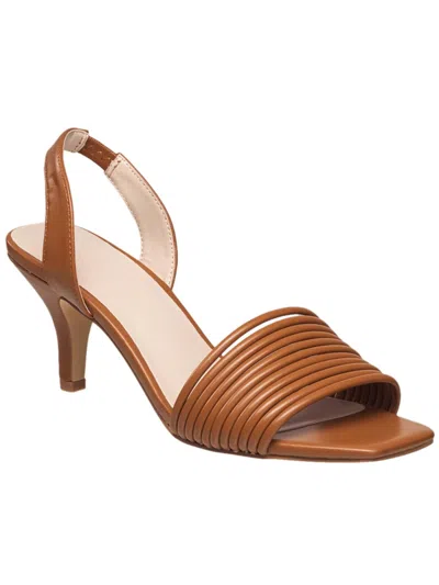 H Halston Womens Strappy Square Toe Slingback Sandals In Brown