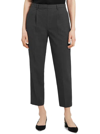 Theory Womens High Rise Pleated Ankle Pants In Black