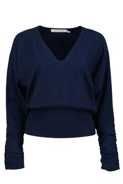 Bishop + Young Ava Ruche Sleeve Sweater In Blue