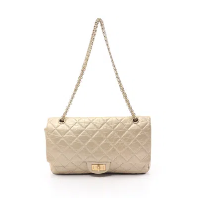 Pre-owned Chanel 2.55 Matelasse Maxi W Flap W Chain Shoulder Bag Aged Calfskin Champagne Gold Gold Hardware Mademoise In Multi