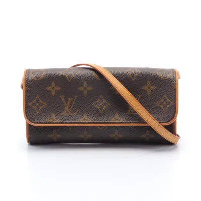 Pre-owned Louis Vuitton Pochette Twin Pm Monogram Shoulder Bag Pvc Leather Brown
