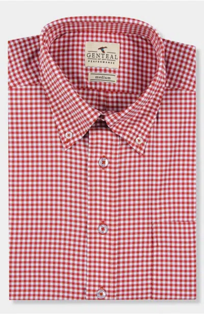 Genteal Men's Gingham Softouch Woven Sport Shirt In Red