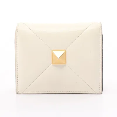 Valentino Garavani Roman Stud Flap French Wallet Roman Studs Bi-fold Wallet Leather Off In White