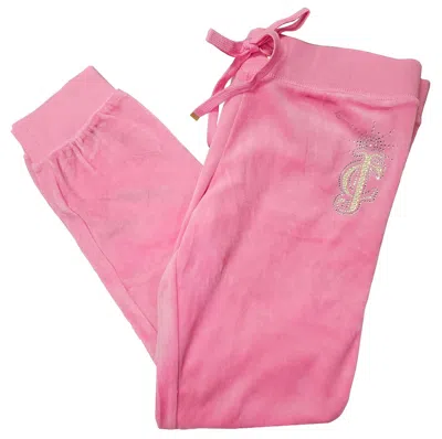 Juicy Couture Women's Brooch Velour Slim Track Pants In Pink