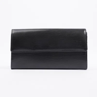 Pre-owned Louis Vuitton Sarah Wallet Epi Leather In Black