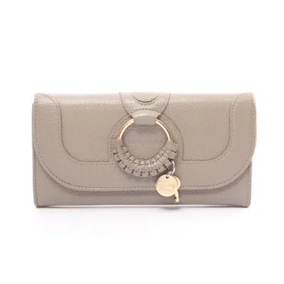 See By Chloé Hana Flower Bi-fold Long Wallet Leather Beige In Multi