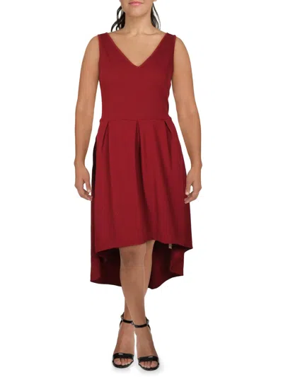 24seven Comfort Apparel Plus Womens Knit V-neck Maxi Dress In Red