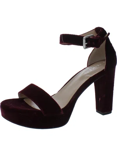 Lauren Ralph Lauren Sylvia Womens Velvet Ankle Strap Platform Sandals In Red