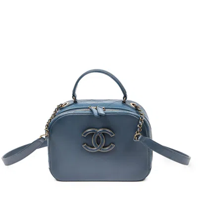 Pre-owned Chanel Cc Square Vanity Chain Crossbody In Blue